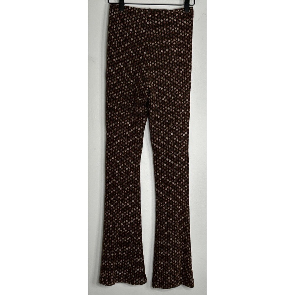 Free People Metallic Floral Embroidered Flare Pull On Pants XS Boho Festival - Picture 6 of 7